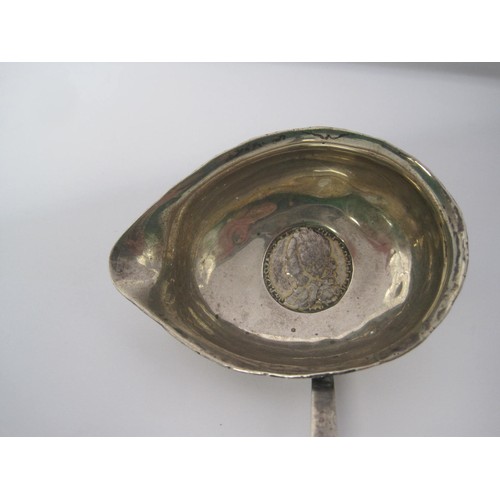 70 - A Georgian Coin Silver Toddy Ladle Set, with a shilling and having a twisted beleen handle