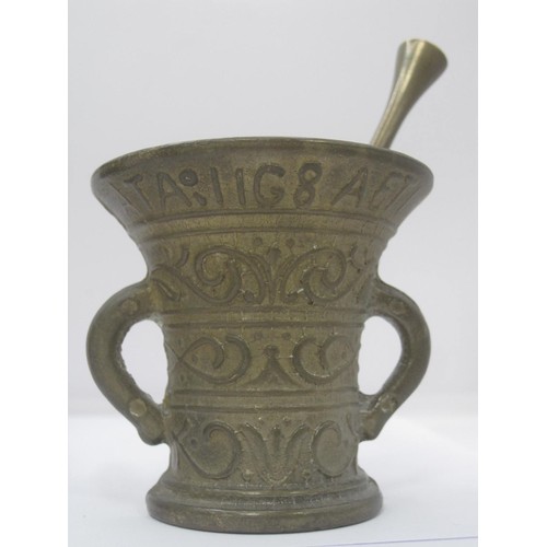 54 - Three ornate Bronze Mortars with Pestles