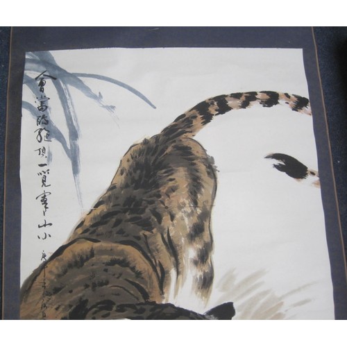 133 - A large Chinese scroll painting of a tiger