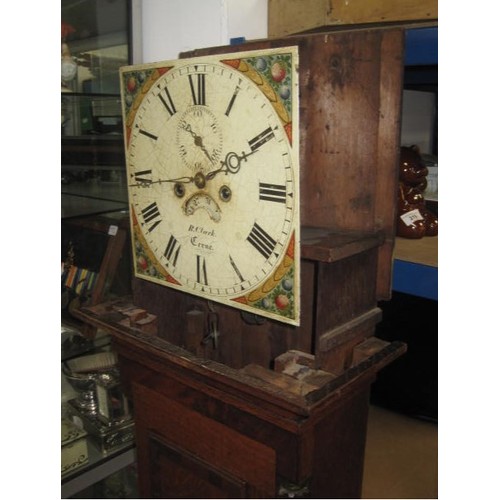 39 - A late 18th/early 19th Century Grandfather Clock with painted dial marked for the maker Richard Clar... 