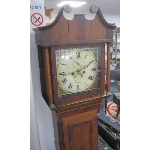 39 - A late 18th/early 19th Century Grandfather Clock with painted dial marked for the maker Richard Clar... 