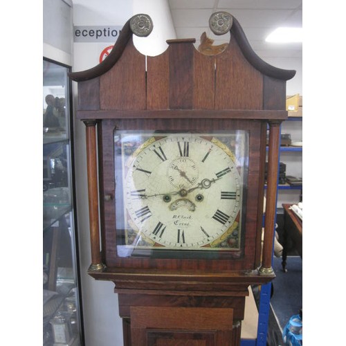 39 - A late 18th/early 19th Century Grandfather Clock with painted dial marked for the maker Richard Clar... 