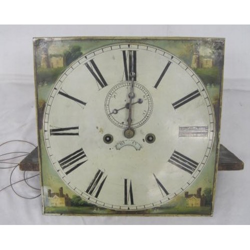 38 - An imposing late 18th or early 19th century grandfather clock with painted dial, complete, was runni... 