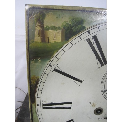 38 - An imposing late 18th or early 19th century grandfather clock with painted dial, complete, was runni... 