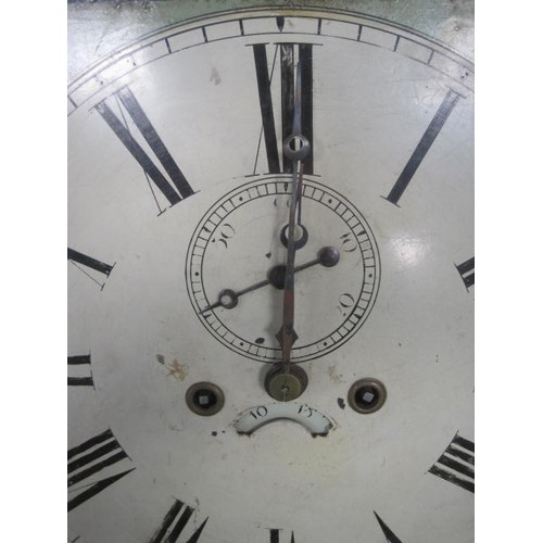 38 - An imposing late 18th or early 19th century grandfather clock with painted dial, complete, was runni... 