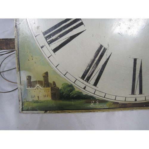 38 - An imposing late 18th or early 19th century grandfather clock with painted dial, complete, was runni... 