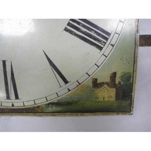 38 - An imposing late 18th or early 19th century grandfather clock with painted dial, complete, was runni... 