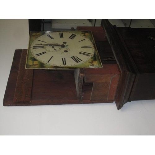 38 - An imposing late 18th or early 19th century grandfather clock with painted dial, complete, was runni... 