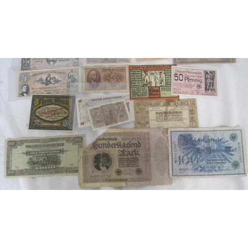 156 - An assortment of 25+ unusual banknotes including German notgeld - some of these banknotes are not ge... 