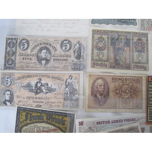 156 - An assortment of 25+ unusual banknotes including German notgeld - some of these banknotes are not ge... 