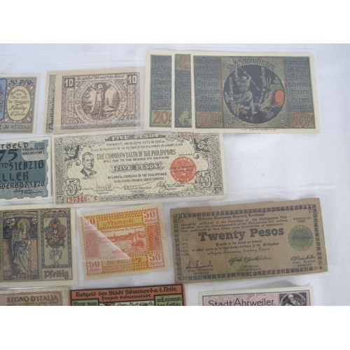 156 - An assortment of 25+ unusual banknotes including German notgeld - some of these banknotes are not ge... 