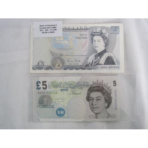 158 - A Series D £5 Note, a Series E Variant £5 Note and 19 mixed Series D £1 Notes, mixed condition from ... 