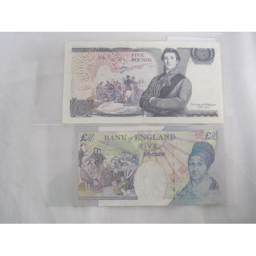 158 - A Series D £5 Note, a Series E Variant £5 Note and 19 mixed Series D £1 Notes, mixed condition from ... 