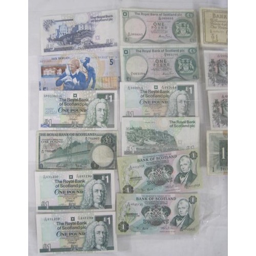 159 - An assortment of Scottish £1 and £5 Notes (face value £24) comprising 2 x Royal Bank of Scotland £5 ... 