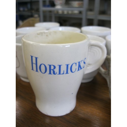 131 - 9 vintage Bovril branded cups and a Arthur Meakin Horlicks branded mug