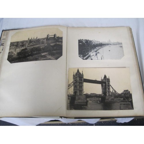 51 - A large and interesting scrap album containing a few pictures and photographs of a battleship, Queen... 