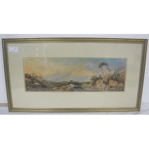 206 - Four watercolours landscapes, probably dating from late 19th/early 20th century,  glazed and in mode... 