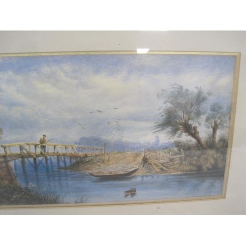 206 - Four watercolours landscapes, probably dating from late 19th/early 20th century,  glazed and in mode... 