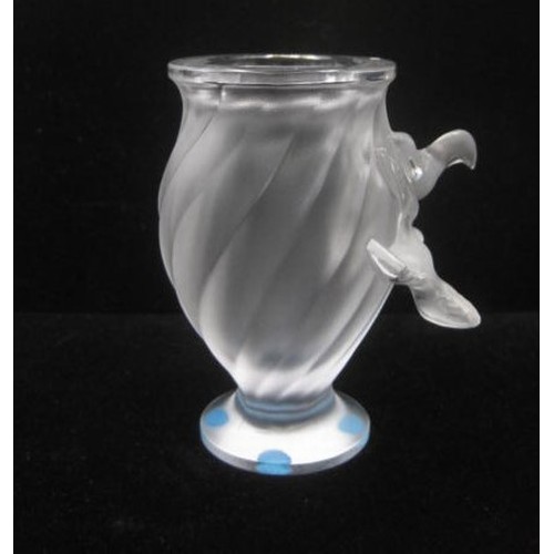 208 - Lalique bird vase, height 12.7cm, signed Lalique France