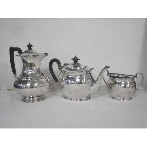 210 - A three piece silver plated Tea or Coffee set fully marked on the base of the coffee pot  .