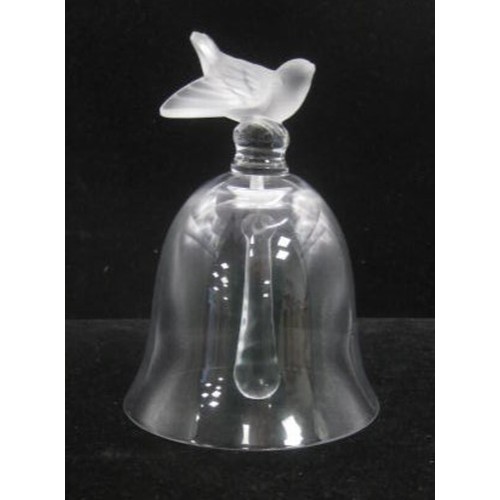 221 - A lovely Lalique Sparrow bell approx. six inches tall with original clanger.