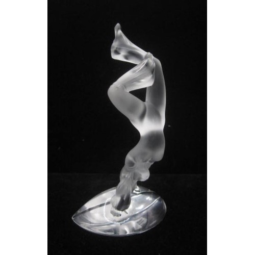 225 - A hard to find Lalique  Upside down Acrobat standing on a segmented plinth