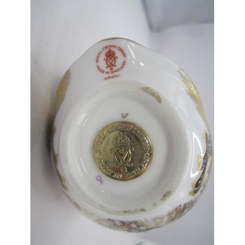 228 - Royal crown Derby paperweight of an Owl along with an Aynsley Owl and a Coalport Clematis Bell with ... 