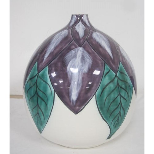 229 - Poole Pottery studio Hand painted Purple Flower vase .