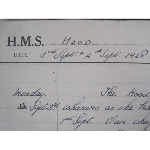 240 - HMS Hood Interest: A pair of S.519 Journal for Junior Naval Officers Afloat completed by Midshipman ... 