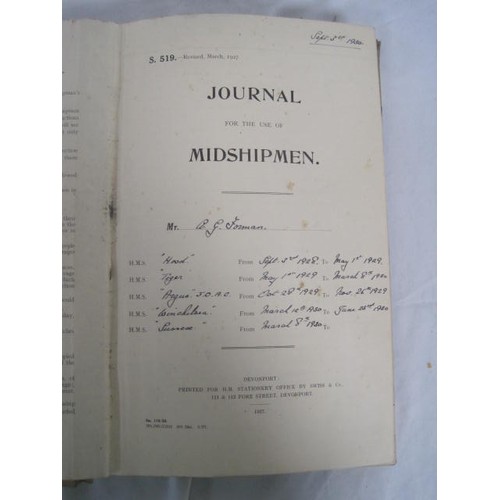 240 - HMS Hood Interest: A pair of S.519 Journal for Junior Naval Officers Afloat completed by Midshipman ... 