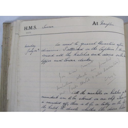 240 - HMS Hood Interest: A pair of S.519 Journal for Junior Naval Officers Afloat completed by Midshipman ... 