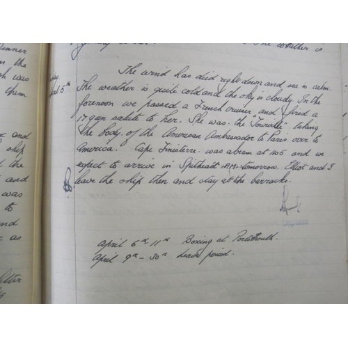 240 - HMS Hood Interest: A pair of S.519 Journal for Junior Naval Officers Afloat completed by Midshipman ... 