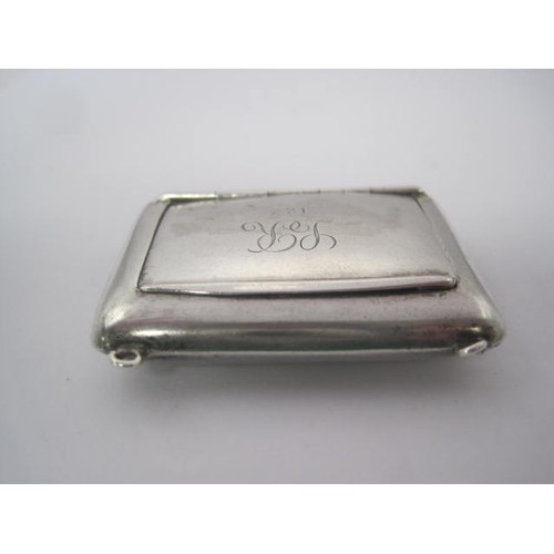 274 - A silver snuff box of oblong shape, the hinged lid engraved with initials and numbers 1 2 3, hallmar... 