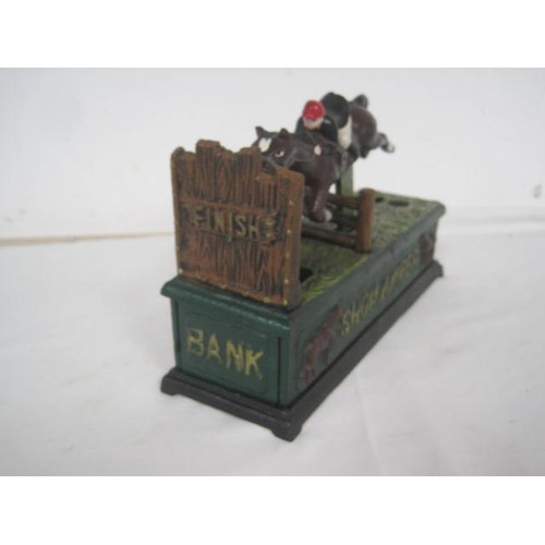 245 - Cast Iron 'Show Jumping' Money Box, painted