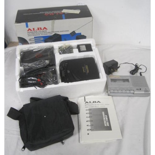 10 - Boxed Alba personal CD player pack, and a Realistic minisette-9 cassette recorder