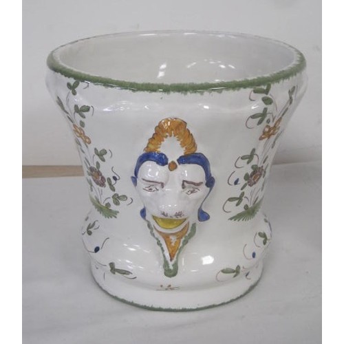 14 - A Matet Fait Main faience planter and cookie jar