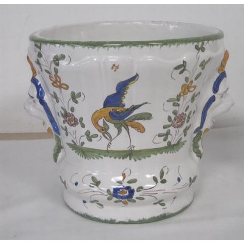 14 - A Matet Fait Main faience planter and cookie jar