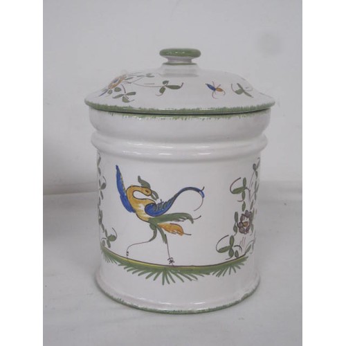 14 - A Matet Fait Main faience planter and cookie jar