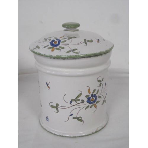 14 - A Matet Fait Main faience planter and cookie jar