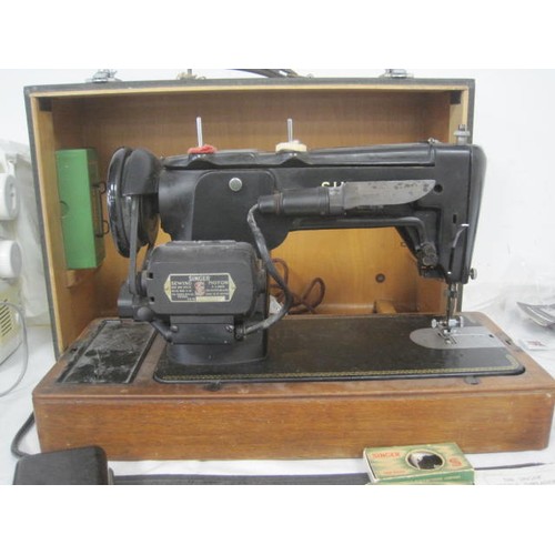 13 - Brother PS-31 sewing machine (a/f) with foot pedal, patterns, etc, and a vintage Singer electric sew... 