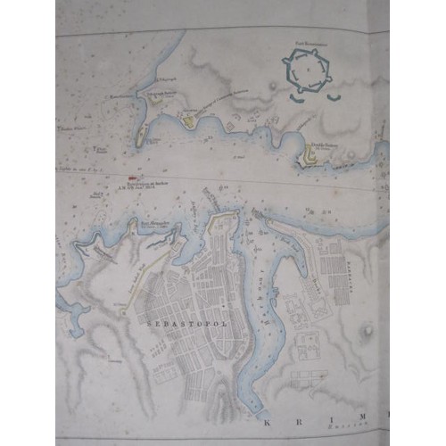 314 - An 1854 cloth backed map of Sebastopol with the position of HMS Retribution on the 6th January 1854.... 