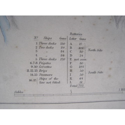 314 - An 1854 cloth backed map of Sebastopol with the position of HMS Retribution on the 6th January 1854.... 