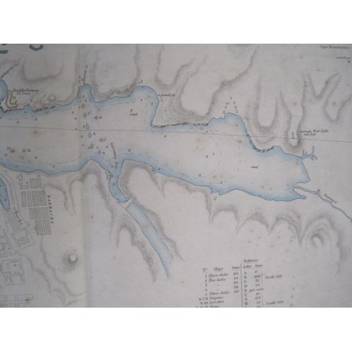 314 - An 1854 cloth backed map of Sebastopol with the position of HMS Retribution on the 6th January 1854.... 