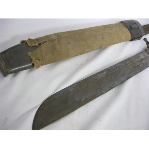 278 - 403 A rare Austro Hungarian M1853 Pioneers Falchion Side Arm by F.S. JUNG in its leather covered woo... 