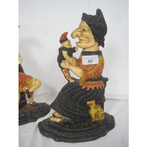 80 - A nice set of  Punch and Judy  metal doorstops approx 12 inches tall by a base plate width of 7 inch... 