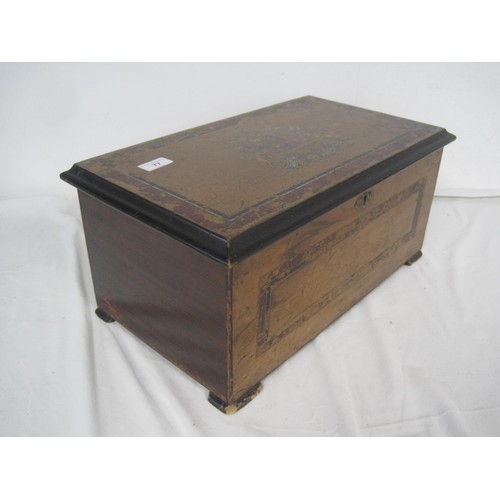 77 - A Vintage wooden box marked (Made in Switzerland) unusual as it has a painted top with the Royal coa... 