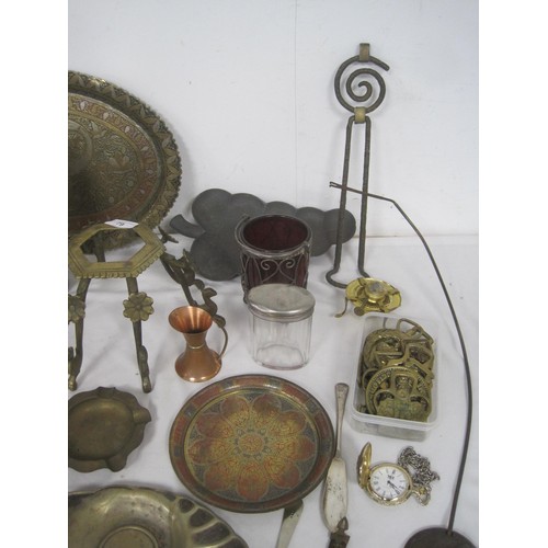 79 - A Mesh Metal storage container with a whole host of interesting items to include horse Brasses, Silv... 