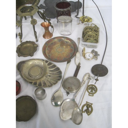 79 - A Mesh Metal storage container with a whole host of interesting items to include horse Brasses, Silv... 