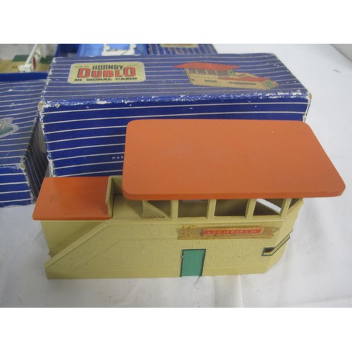 2 - A selection of Hornby Dublo lineside buildings to include two stations, level crossing and signal bo... 