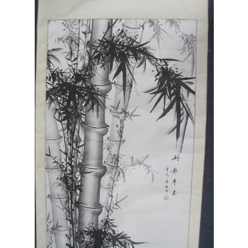 134 - A large Chinese scroll painting of bamboo